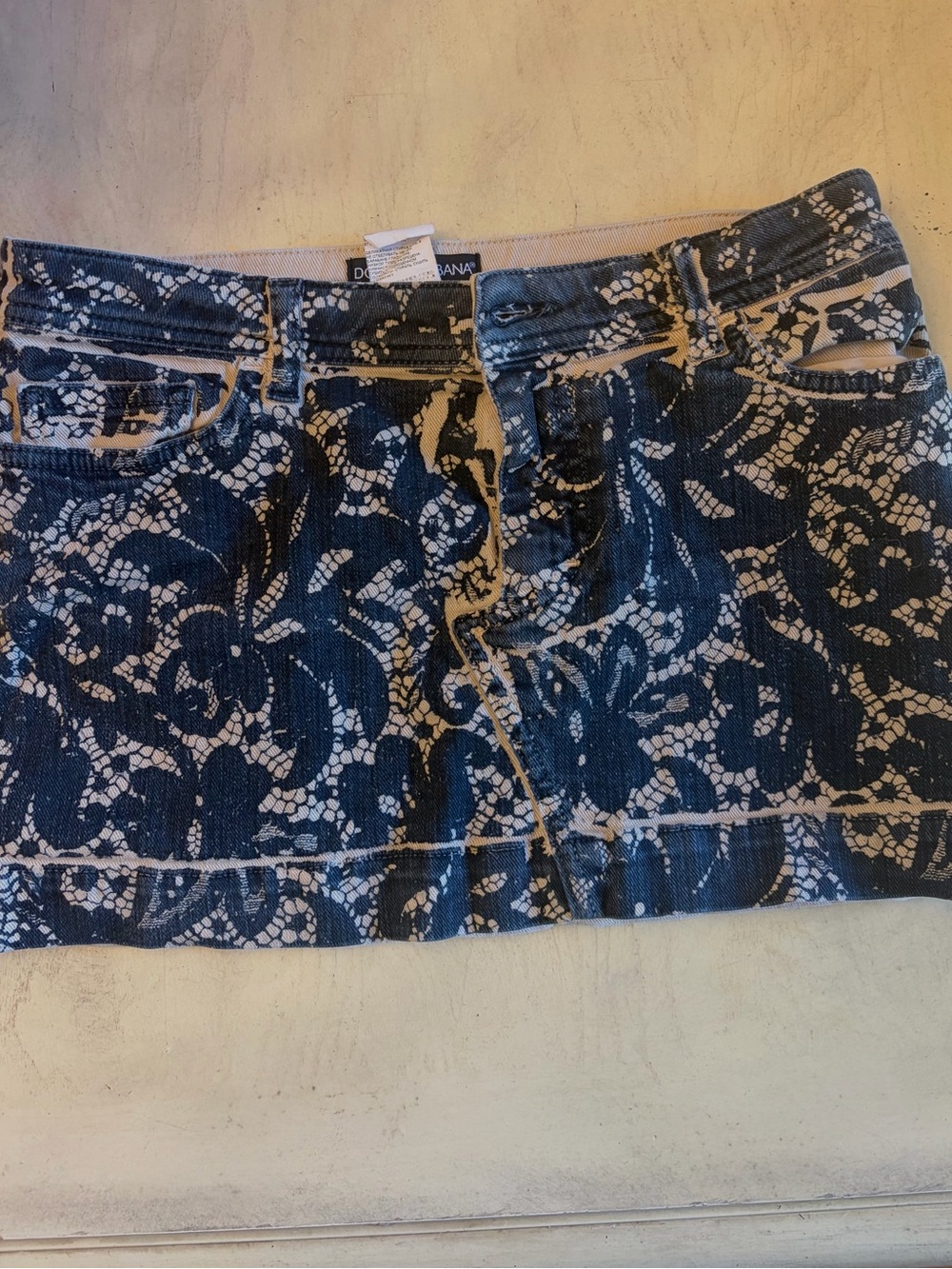 Dolce & Gabbana Lace-Print Mini Skirt
